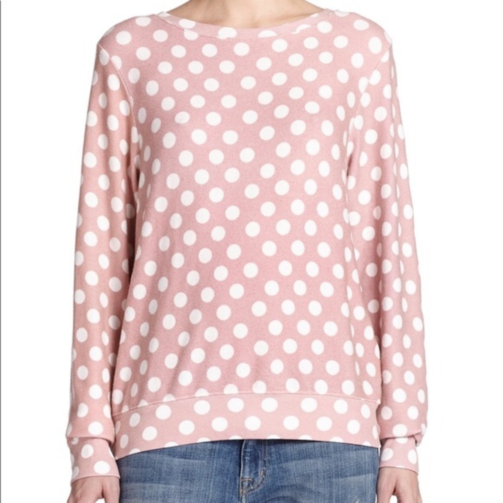 Wildfox pink & white polka dot sweater xs